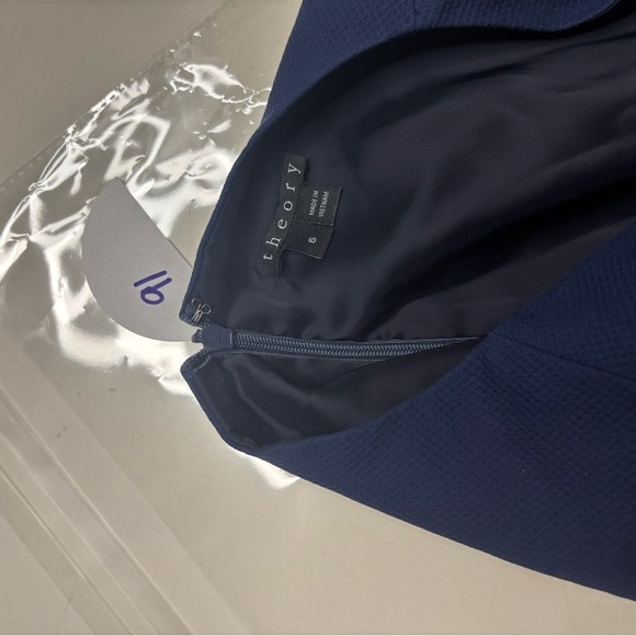 Theory Corta Irvona Cap Sleeve Sheath Mini Dress Navy Blue Size 6 Pockets - Picture 4 of 7